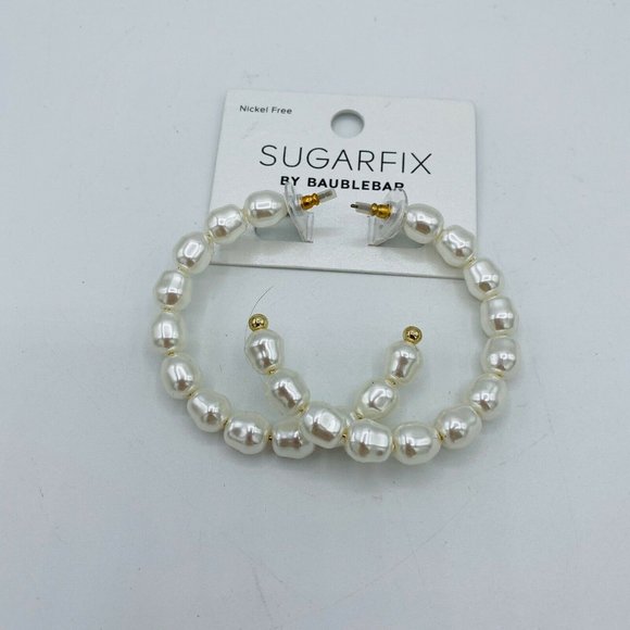 SUGARFIX by BaubleBar Jewelry - Sugarfix Baublebar Faux Pearl Hoop Stud Earrings